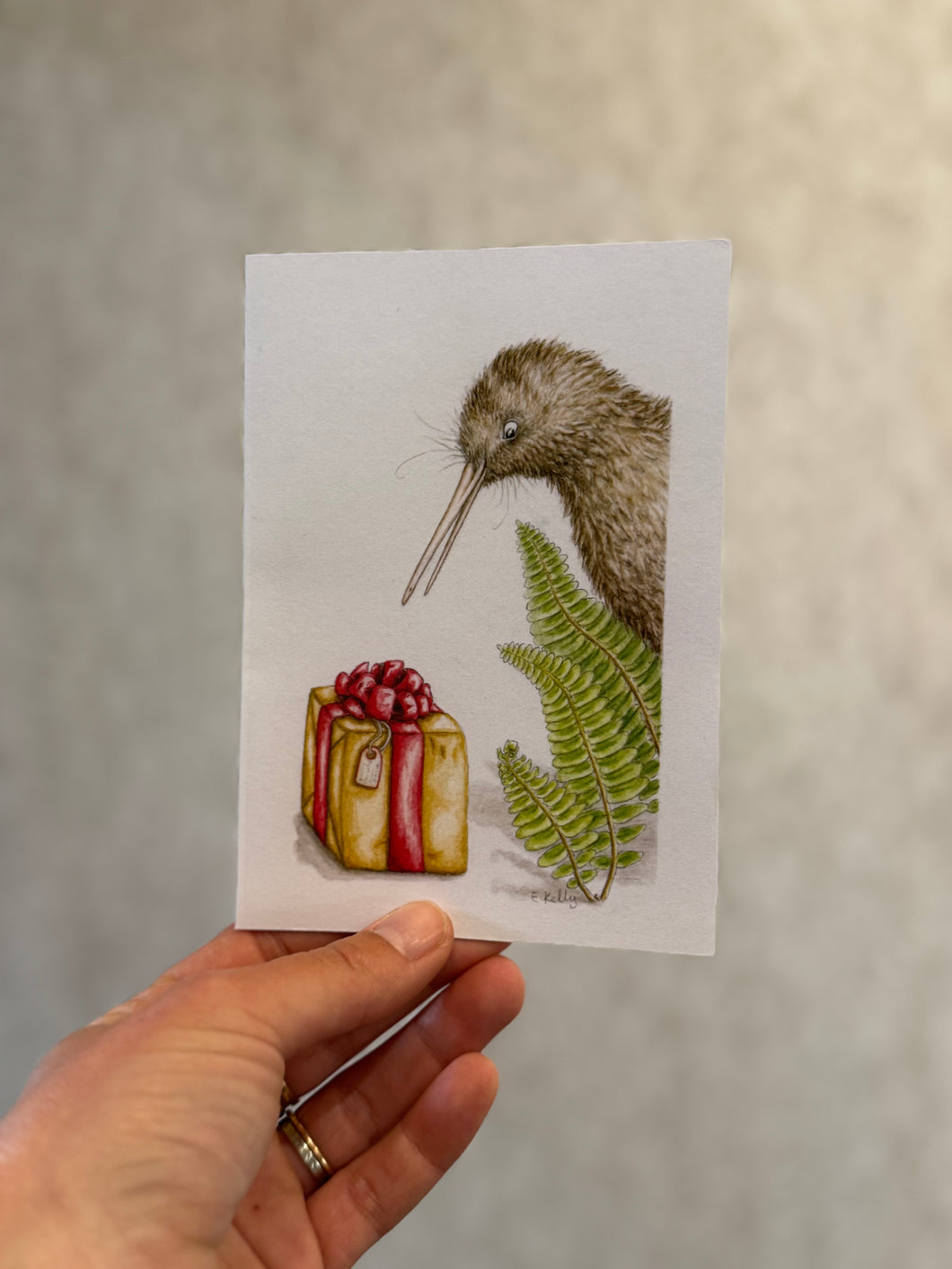 Christmas Card 'Kiwi with Present'